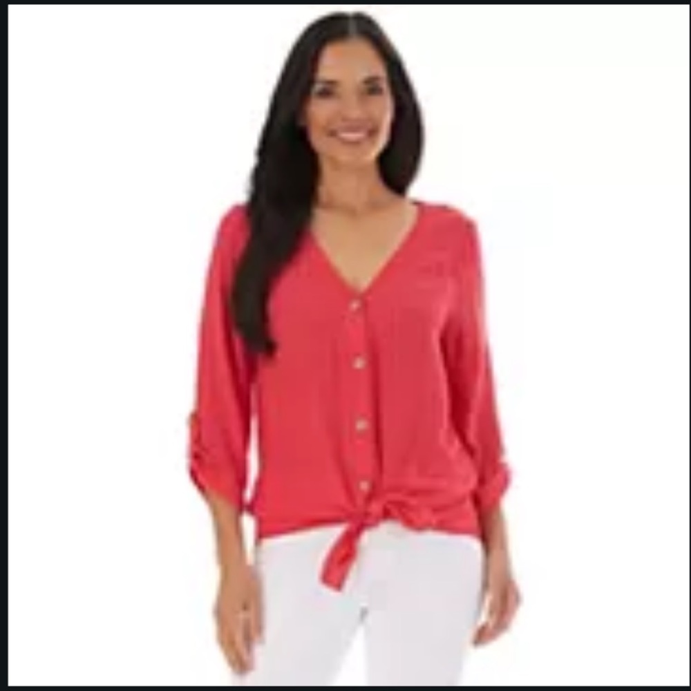 Apt 9 Women’s Button Front Knot Hem Top XL NWT